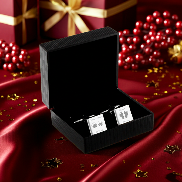 Personalised Hands and Feet New Baby Square Cufflinks