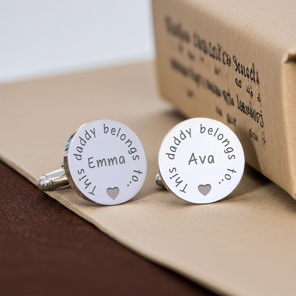 Personalised This Daddy Belongs To Cufflinks Silver Finish