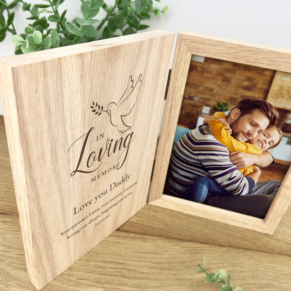 Personalised In Loving Memory Dove Memorial Wooden Book Photo Frame 7" x 5" Photo