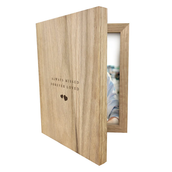Personalised Memorial Wooden Book Photo Frame 7" x 5" Photo