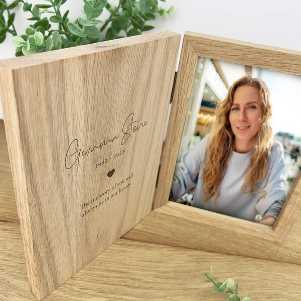Personalised Memorial Wooden Book Photo Frame 7" x 5" Photo