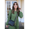 Personalised Elie Beaumont Cross Body Black Leather Bag with Choice of Strap