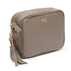 Personalised Elie Beaumont Cross Body Grey Leather Bag with Choice of Strap