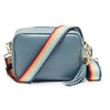 Personalised Elie Beaumont Cross Body Light Blue Leather Bag with Choice of Strap