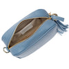 Personalised Elie Beaumont Cross Body Light Blue Leather Bag with Choice of Strap