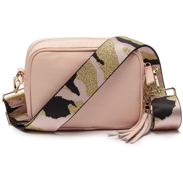 Personalised Elie Beaumont Cross Body Pink Leather Bag with Choice of Strap