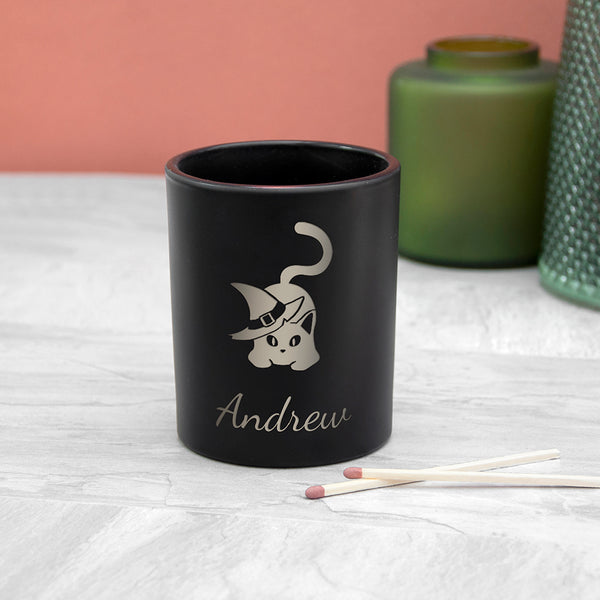 Personalised Halloween Witches Cat Tealight Candle Holder