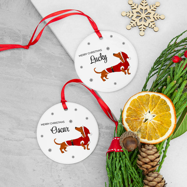 Personalised Little Dog Ceramic Christmas Ornament