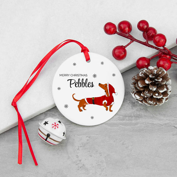 Personalised Little Dog Ceramic Christmas Ornament