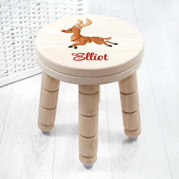 Personalised Christmas Reindeer Wooden Stool