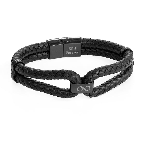 Personalised Men's Infinity Dual Leather Bracelet