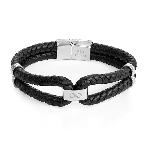 Personalised Men's Infinity Dual Leather Bracelet