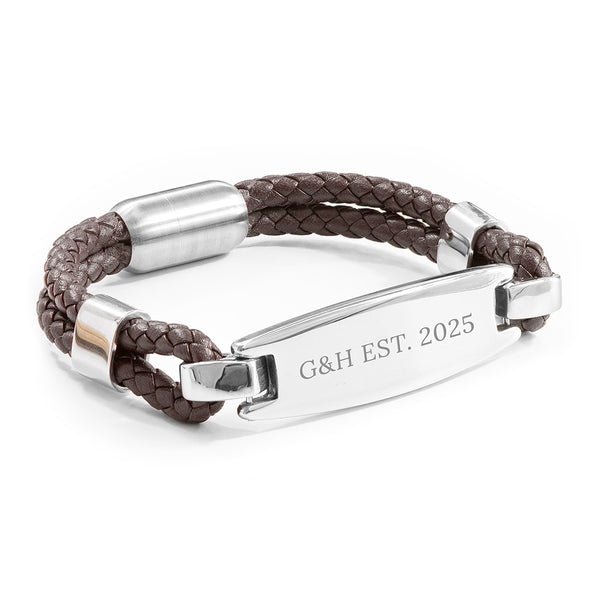 Personalised Men's Leather ID Bracelet