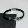 Personalised Men's Woven Leather Anchor Bracelet Black