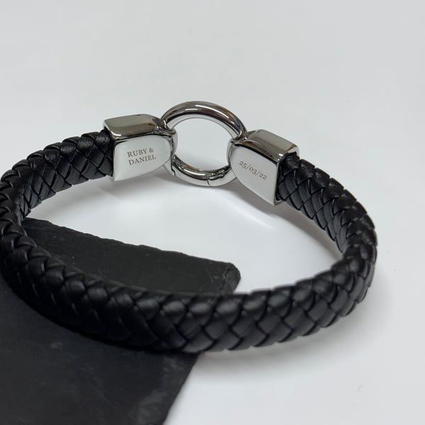 Personalised Men's Eternity Circle Leather Bracelet