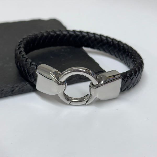 Personalised Men's Eternity Circle Leather Bracelet