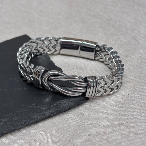 Personalised Men's Woven Stainless Steel Infinity Knot Bracelet