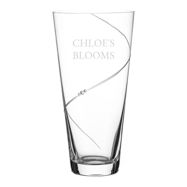 Personalised Silhouette Swirl Conical Vase with Swarovski Crystals