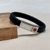Personalised Men's Woven Leather Medical Bracelet