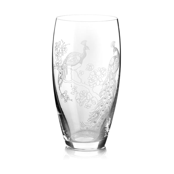 Personalised Peacock Crystal Barrel Vase