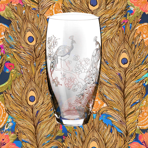 Personalised Peacock Crystal Barrel Vase