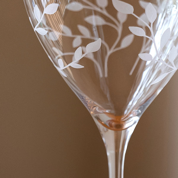 Personalised Floral Crystal Wine Glasses - Set of Two