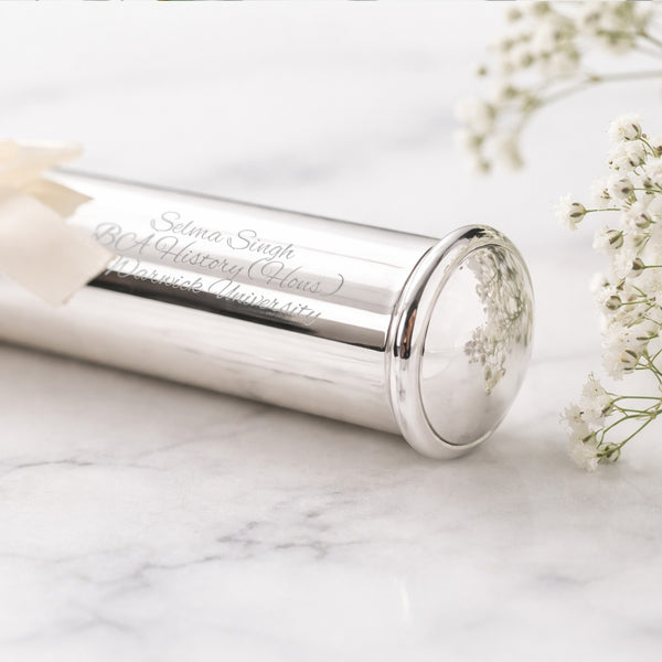 Personalised Silver Plated Certificate Holder Tube