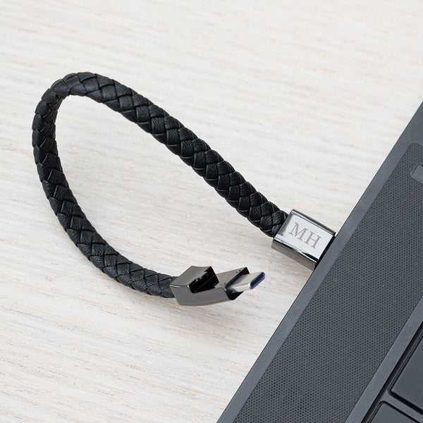 Personalised Men's USB-C to USB-A Charger Bracelet
