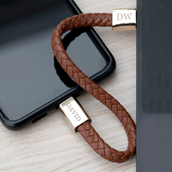Personalised Men's USB-C to USB-A Charger Bracelet