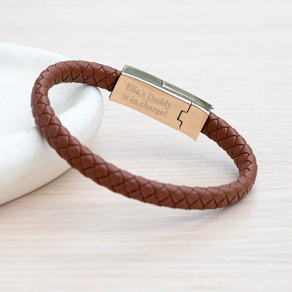 Personalised Men's Secret Message USB Cable Bracelet