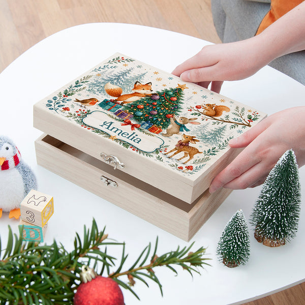 Personalised Woodland Animals Christmas Eve Box