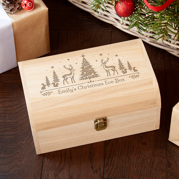 Personalised Festive Forest Christmas Eve Keepsake Chest