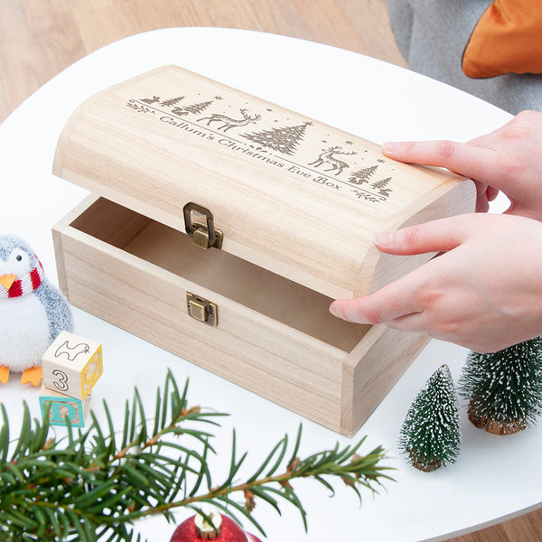 Personalised Festive Forest Christmas Eve Keepsake Chest