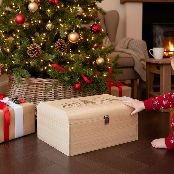 Personalised Festive Forest Christmas Eve Keepsake Chest