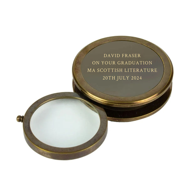 Personalised Traditional Traveller's Brass-Effect Magnifier