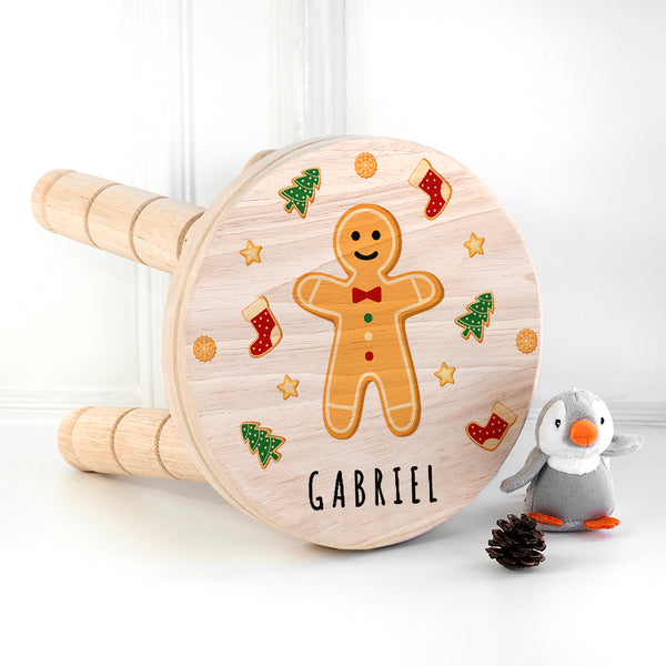 Personalised Christmas Gingerbread Wooden Stool
