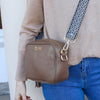 Personalised Elie Beaumont Cross Body Grey Leather Bag with Choice of Strap