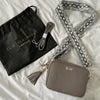 Personalised Elie Beaumont Cross Body Grey Leather Bag with Choice of Strap