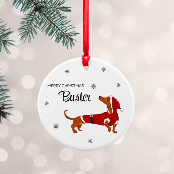 Personalised Little Dog Ceramic Christmas Ornament