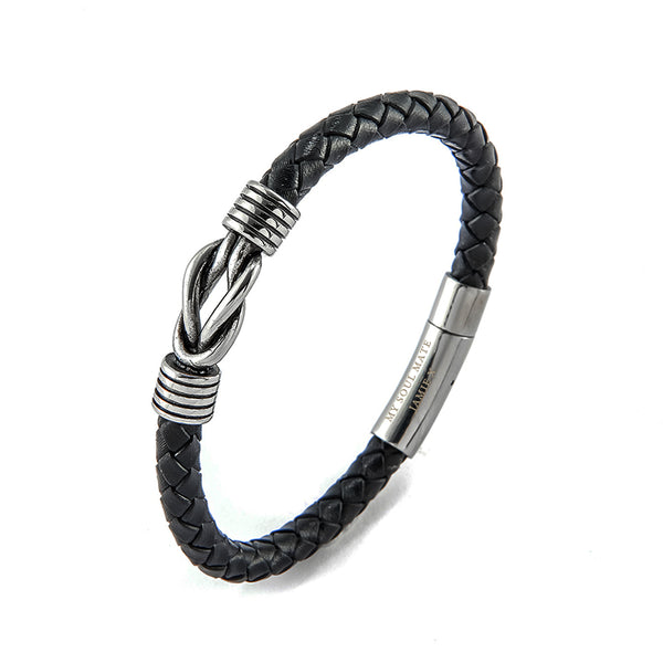 Personalised Men's Infinity Knot Leather Bracelet
