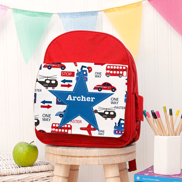 Personalised Kids Transport Themed Rucksack