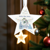 Personalised The Snowman and the Snowdog Wooden Star Hanging Decoration