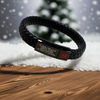 Personalised Men's Woven Leather Medical Bracelet