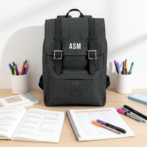 Personalised Satchel Backpack With USB Charging Cable