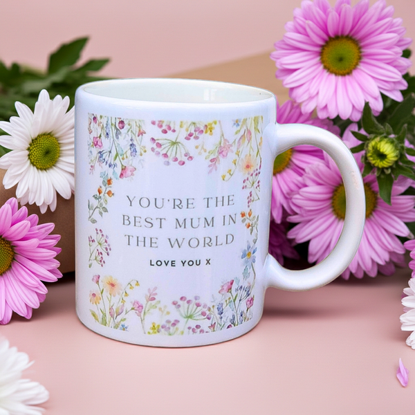 Best Mum Personalised Ceramic Floral Mug