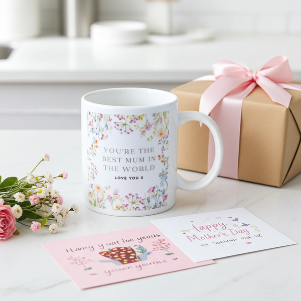 Best Mum Personalised Ceramic Floral Mug