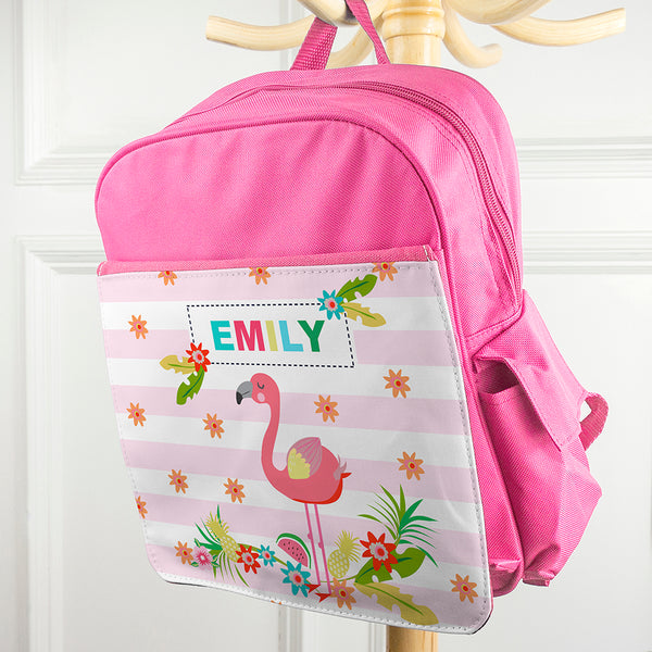 Personalised Girl's Flamingo Mini Rucksack