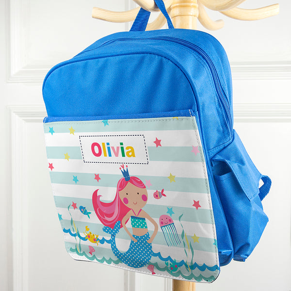 Personalised Girl's Mermaid Mini Rucksack