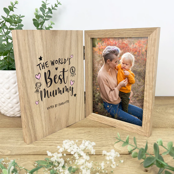 Personalised The World's Best Mum Wooden Book Photo Frame 7" x 5" Photo