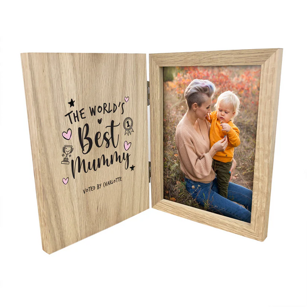 Personalised The World's Best Mum Wooden Book Photo Frame 7" x 5" Photo